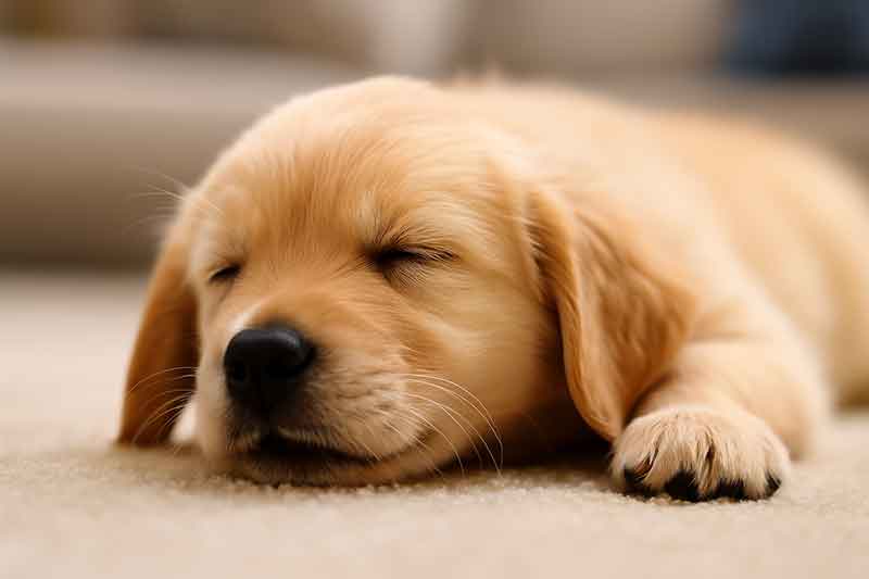 Puppy breathing rapidly while sleeping