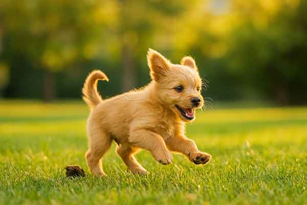 A puppy that just pooped