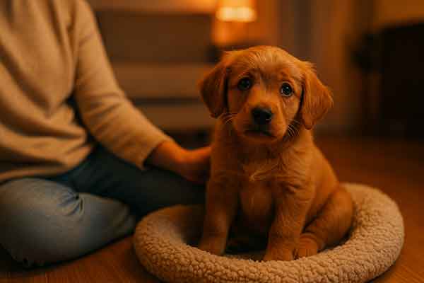 A sad crying puppy