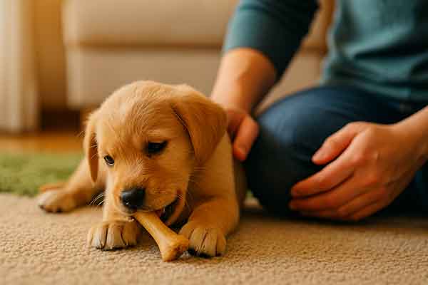 a puppy chew on bones