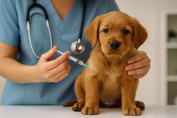 puppies have their first vaccinations