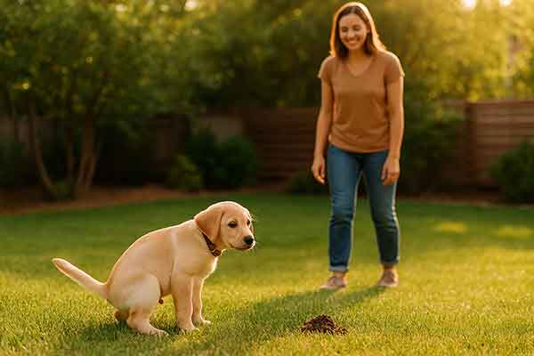 train a puppy to poop outside